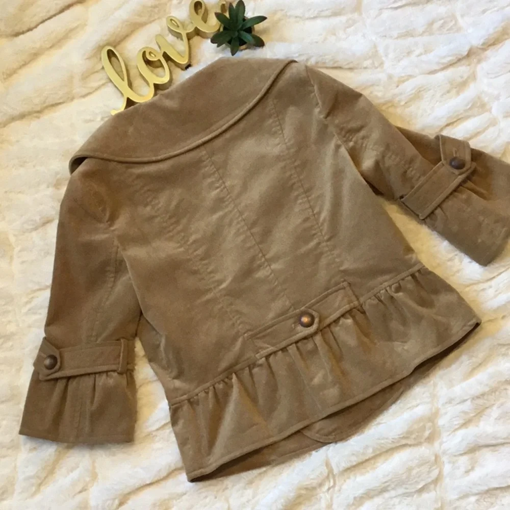 Zara Tan Blazer with Ruffle Sleeves - Picture 4 of 7